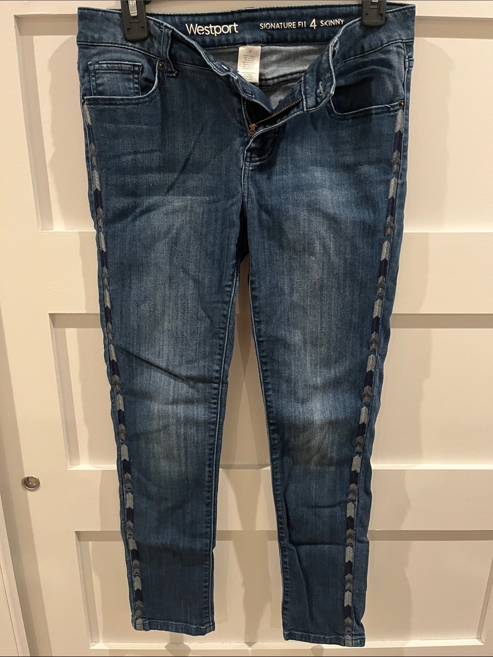 Westport Skinny Jeans in Washed Blue with Dark Blue Side Trim
